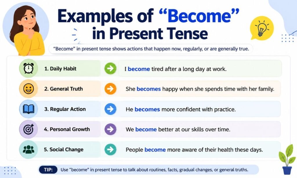 Examples of Become in Present Tense