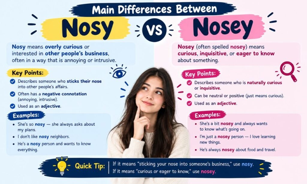 Main Differences Between Nosy and Nosey