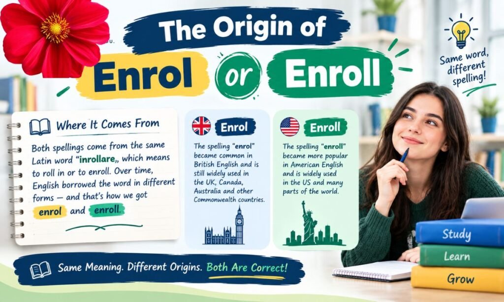 The Origin of Enrol or Enroll
